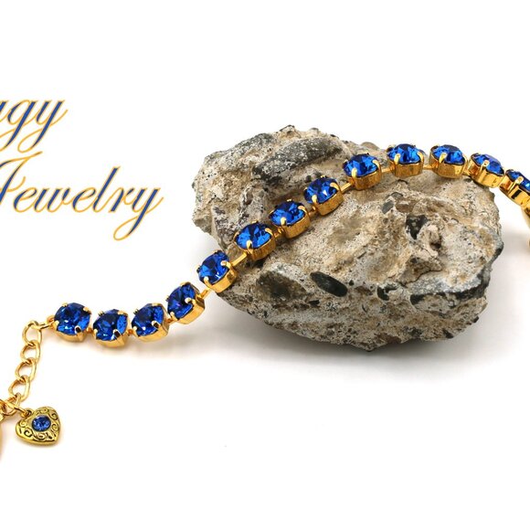 Capri Blue Tennis Bracelet made with Genuine Austrian Crystals in 8mm - Picture 6 of 7